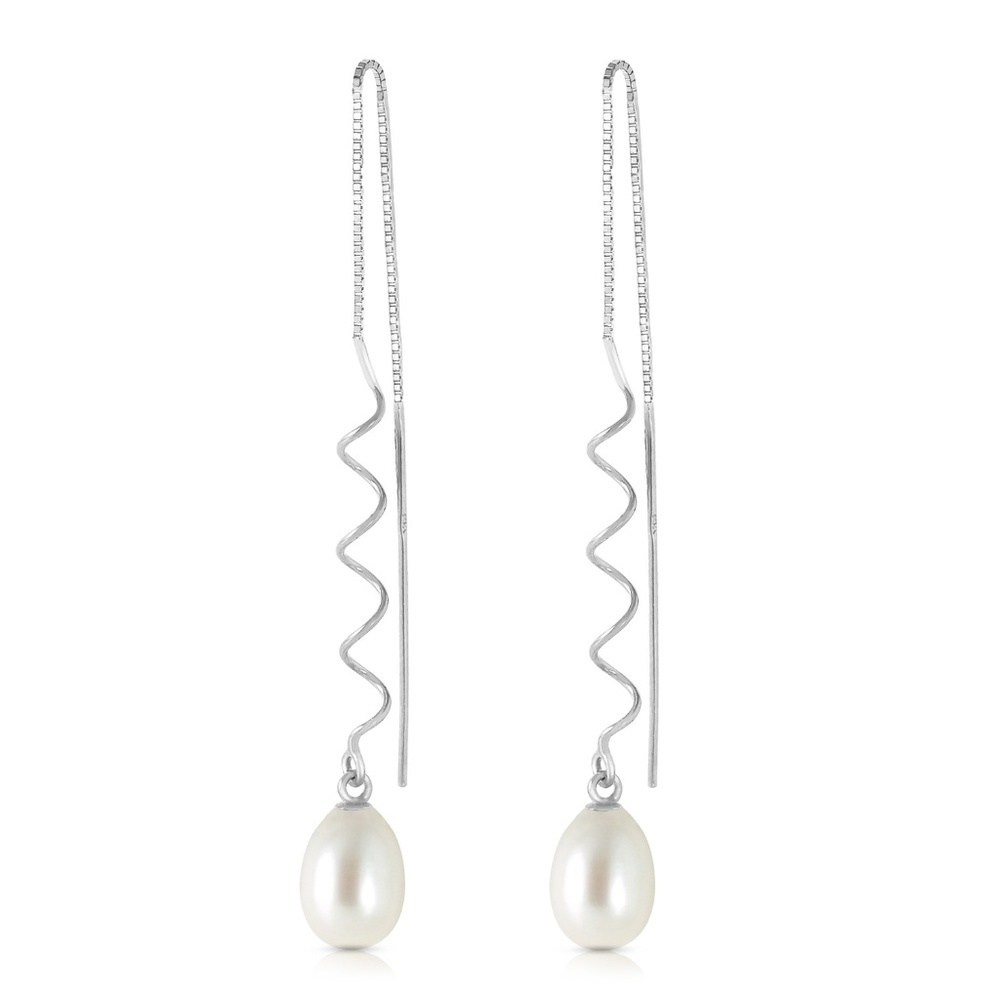 GOLD THREADED DANGLES EARRINGS WITH PEARLS - Picture 2 of 6